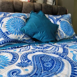 EDREDÓN CAMA DOBLE - AZUL ARABEZCO